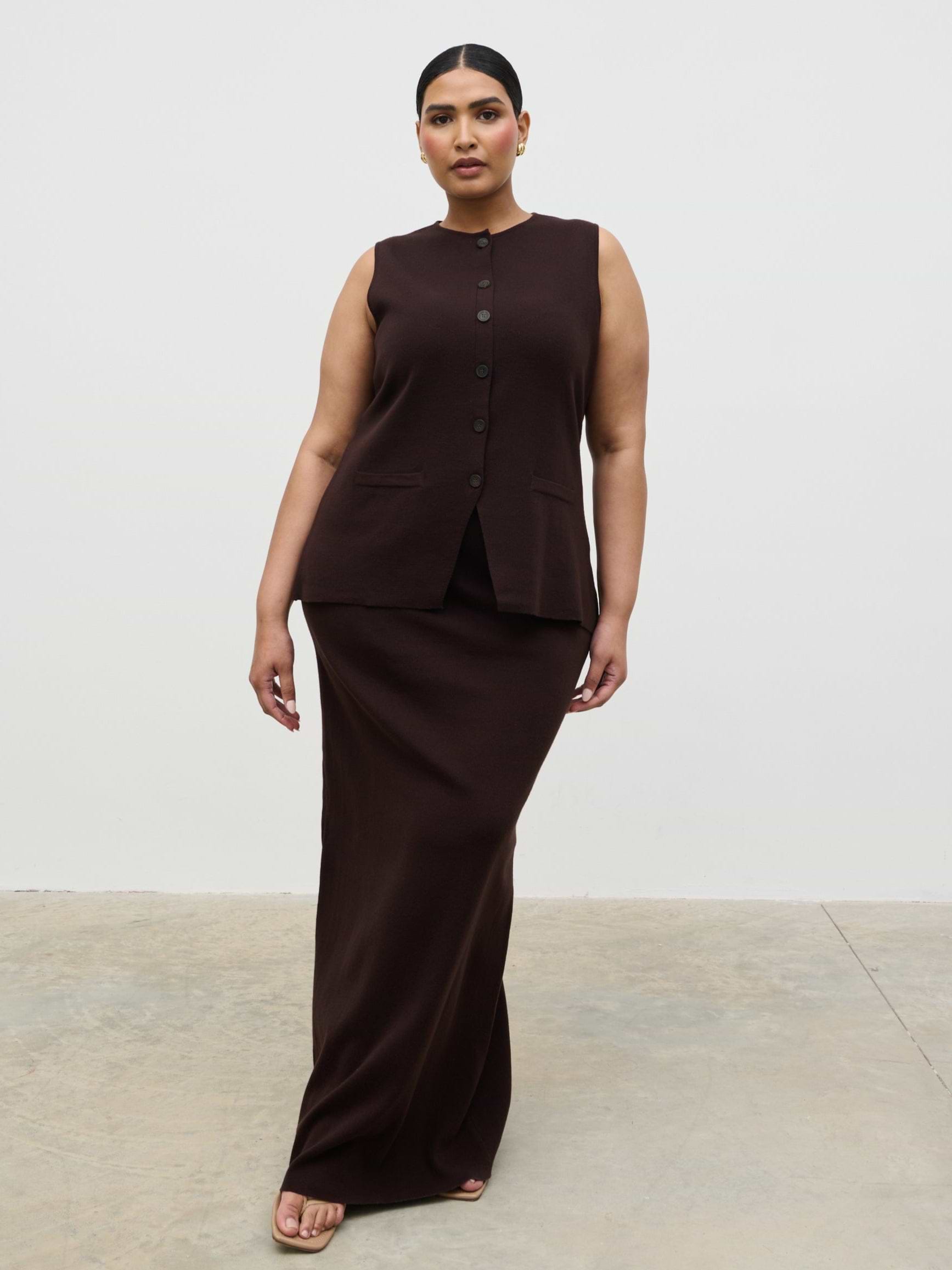 Alba Knit Maxi Skirt - Chocolate