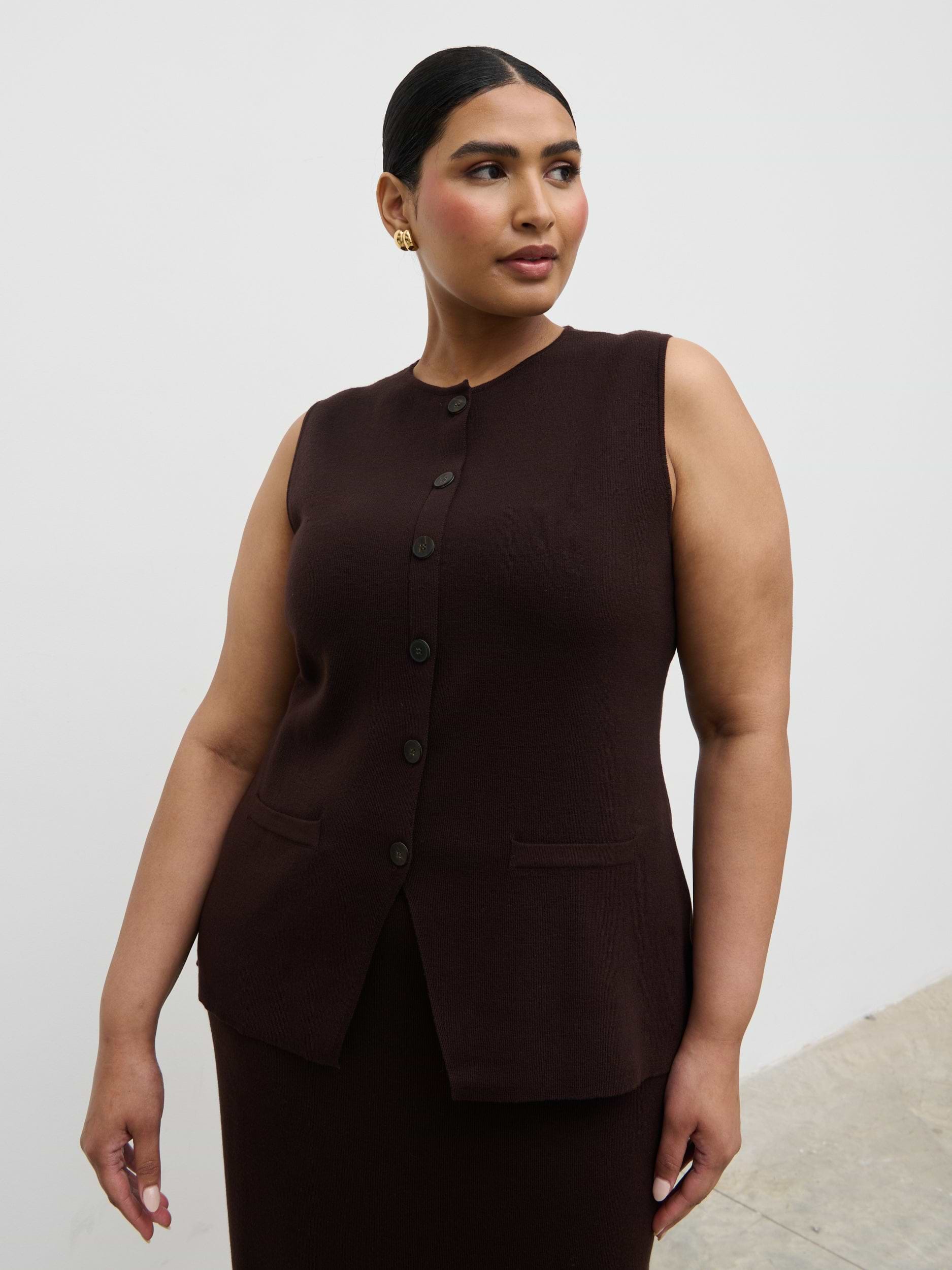 Alba Knit Waistcoat Curve - Chocolate