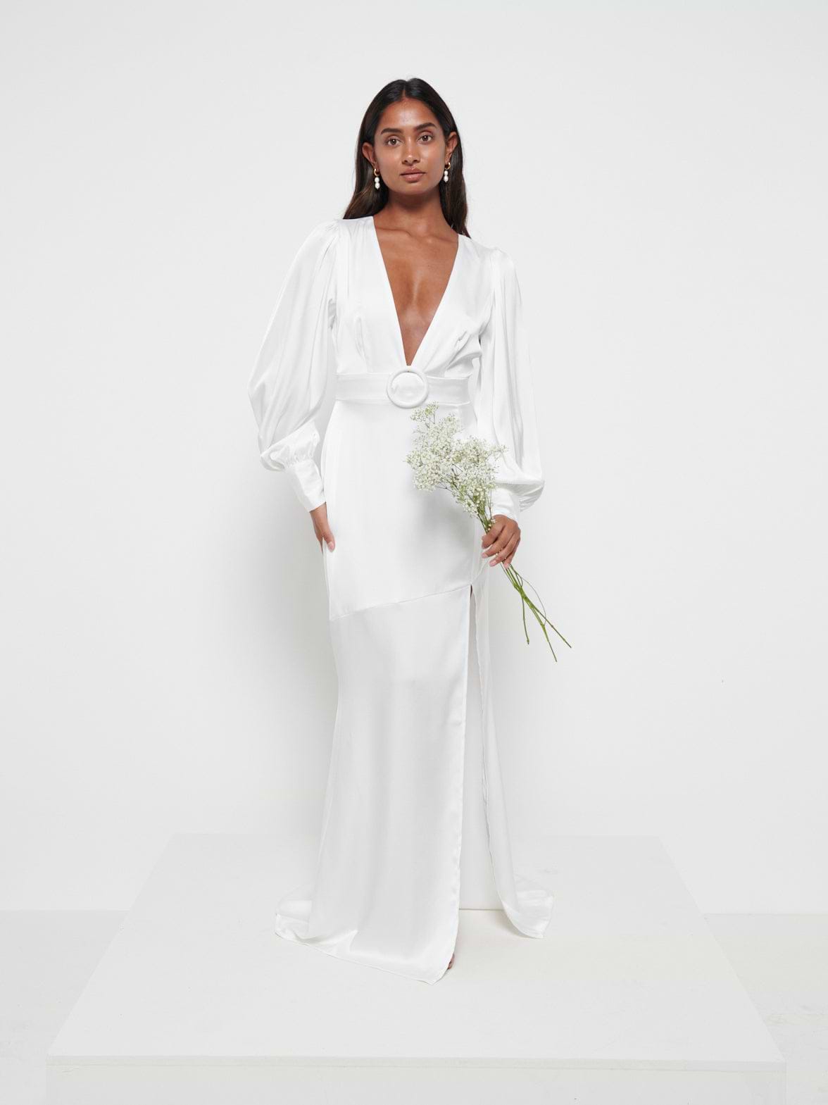 Alexis Belted Maxi Dress - Ivory