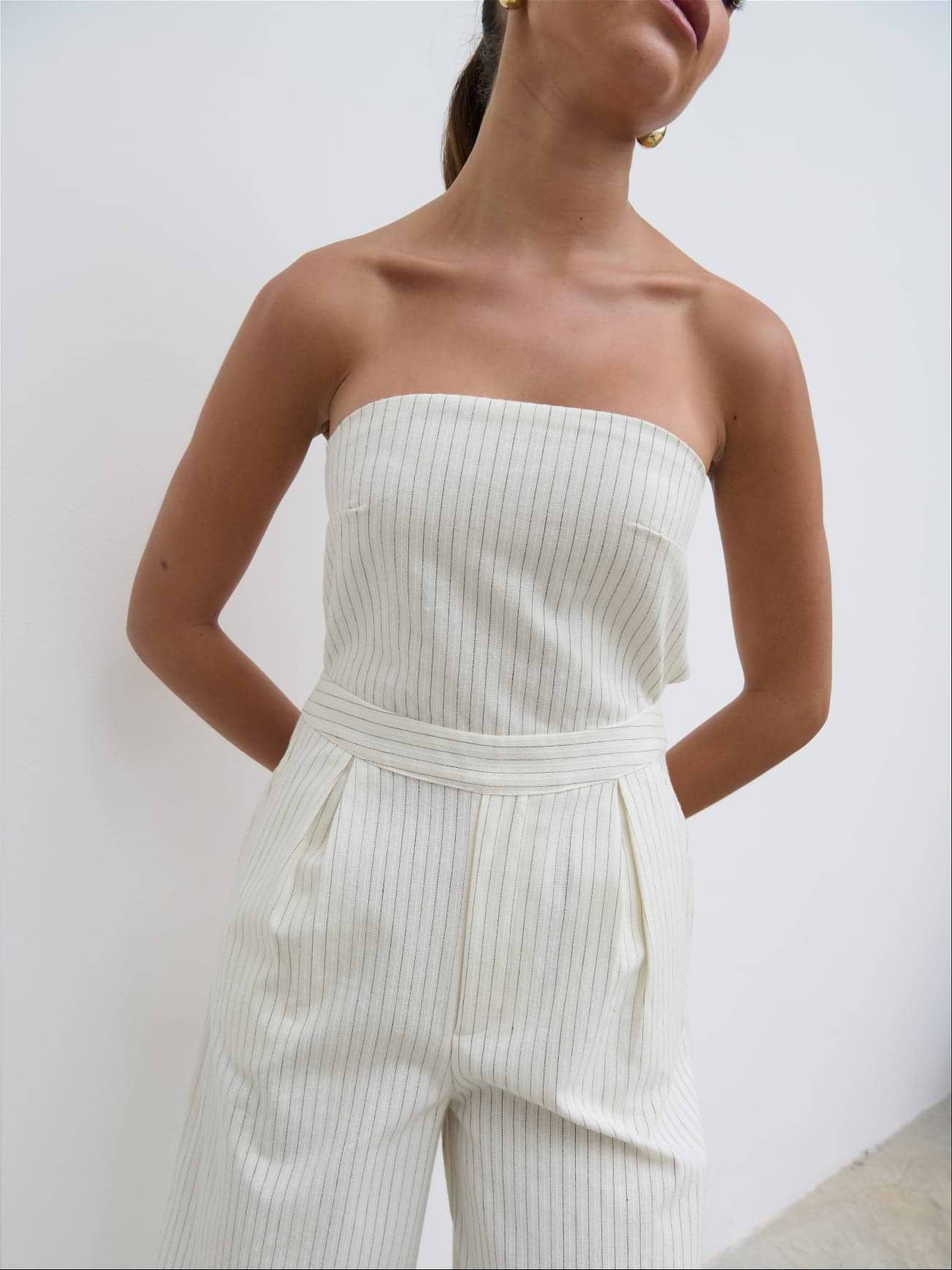 Alita Bandeau Jumpsuit - Pinstripe