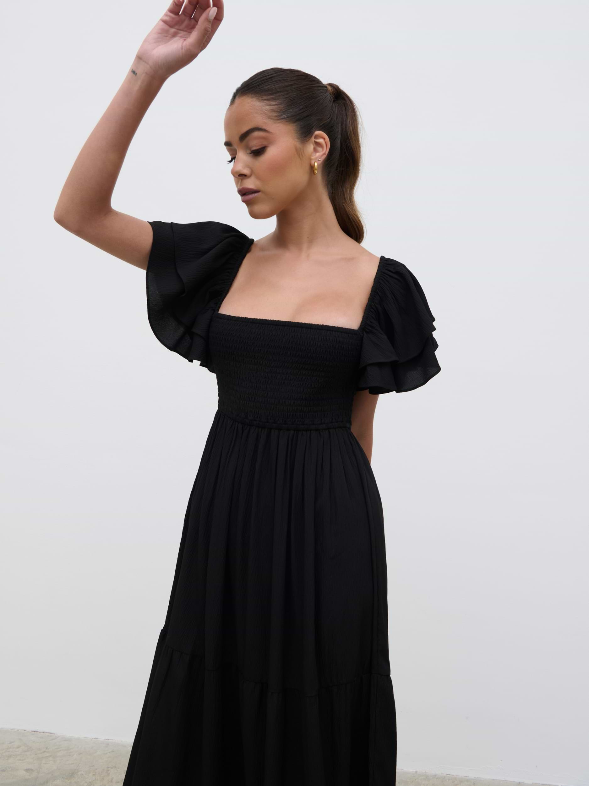 Althea Frill Easywear Day Dress - Black