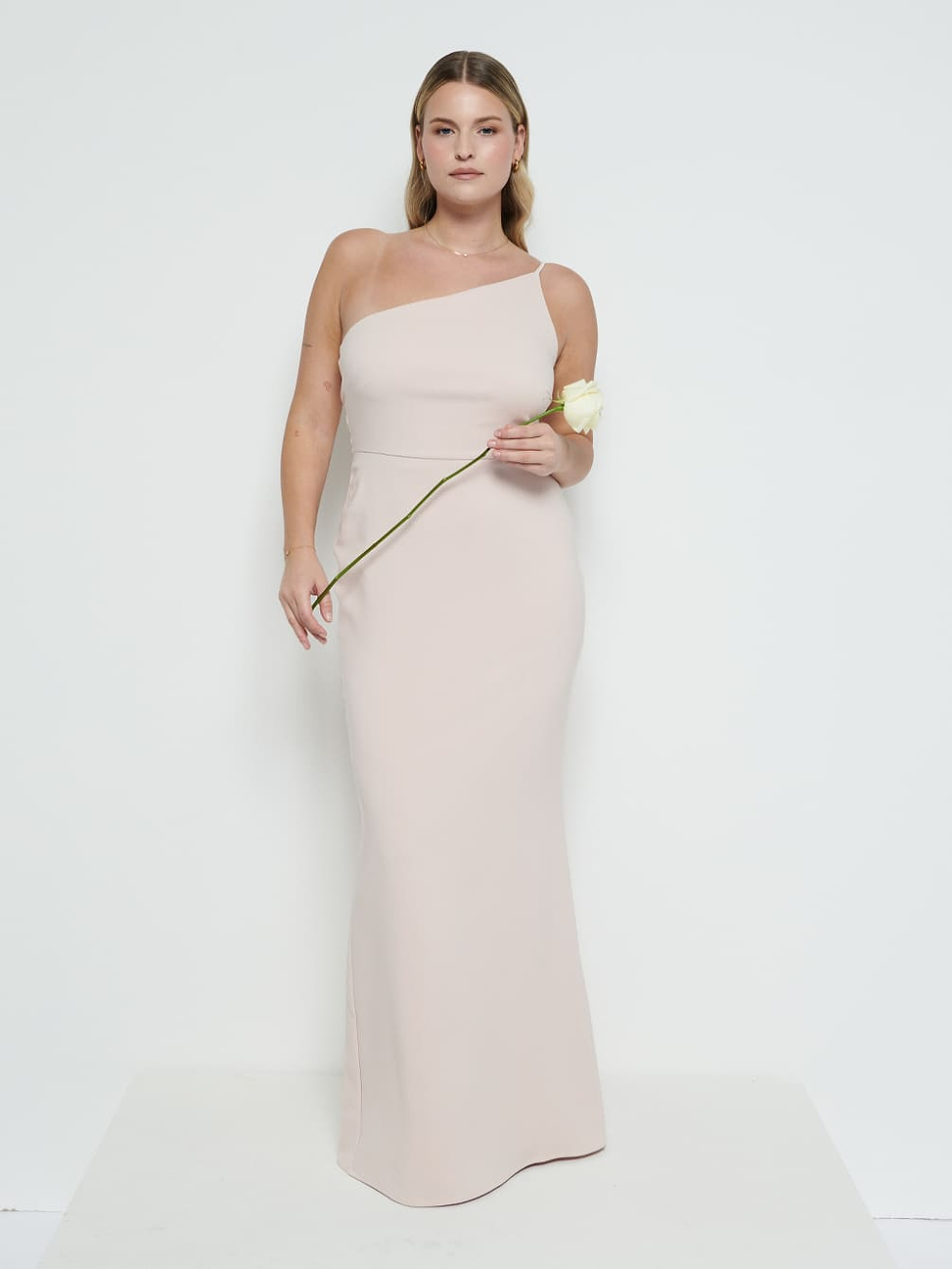 Amelia Crepe Maxi Bridesmaid Dress - Blush