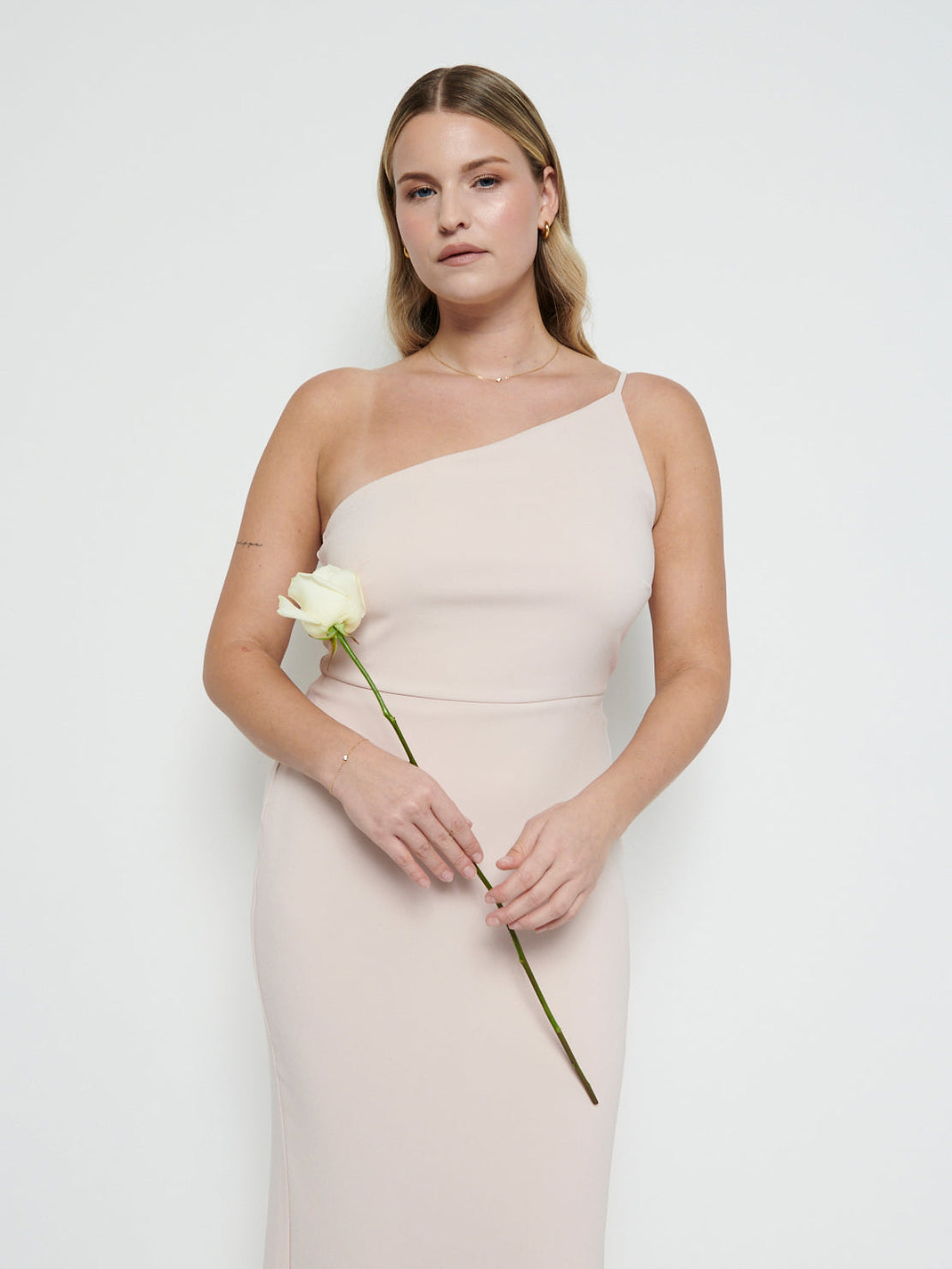 Amelia Crepe Maxi Bridesmaid Dress - Blush