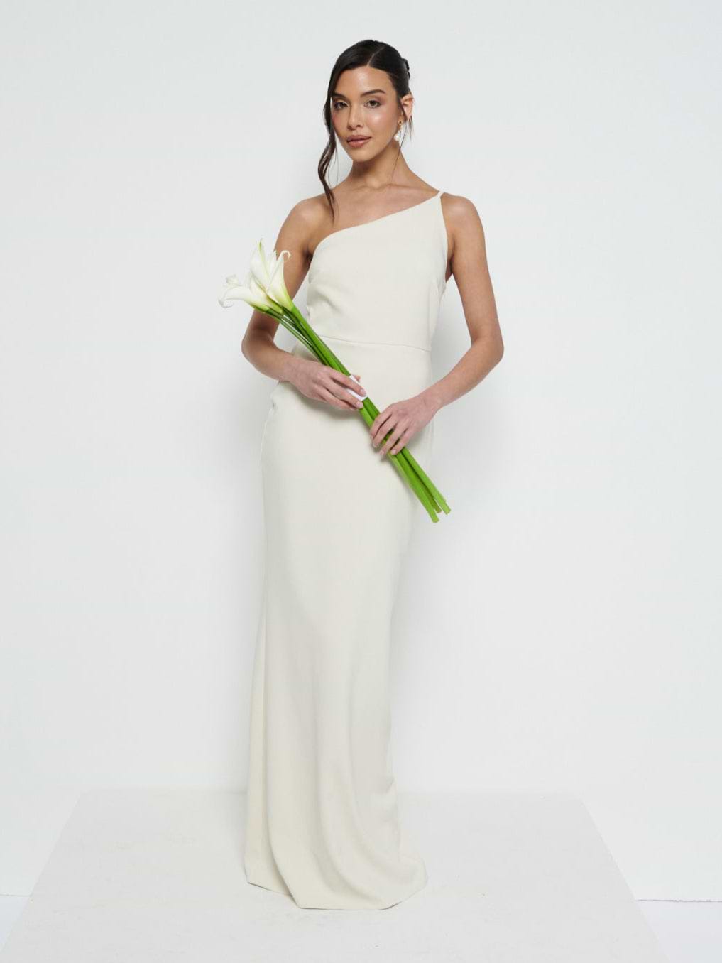 Amelia Crepe Maxi Bridesmaid Dress - Champagne
