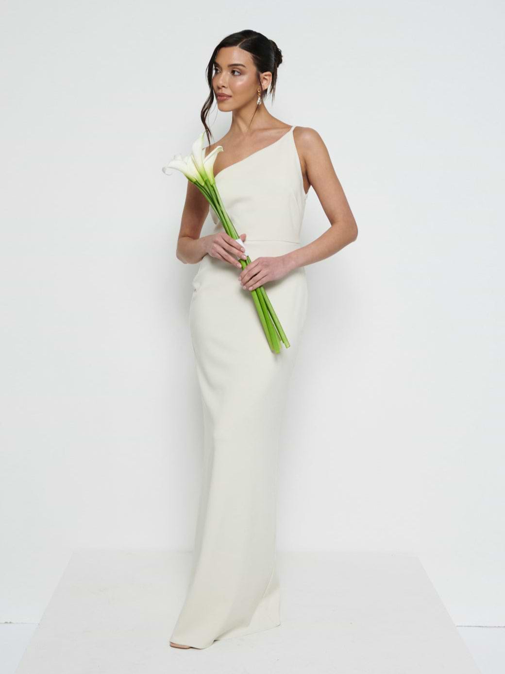 Amelia Crepe Maxi Bridesmaid Dress - Champagne