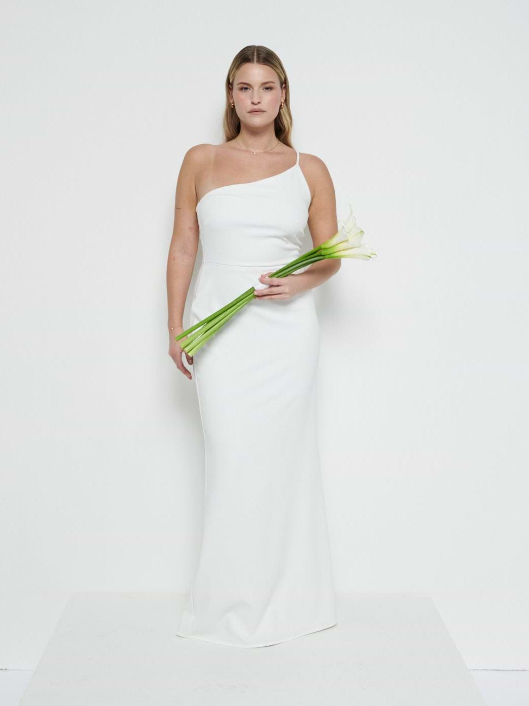 Amelia Crepe Maxi Bridesmaid Dress - Ivory
