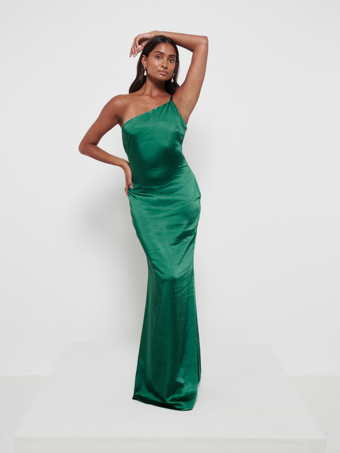 Amelia Maxi Bridesmaid Dress - Matte Emerald