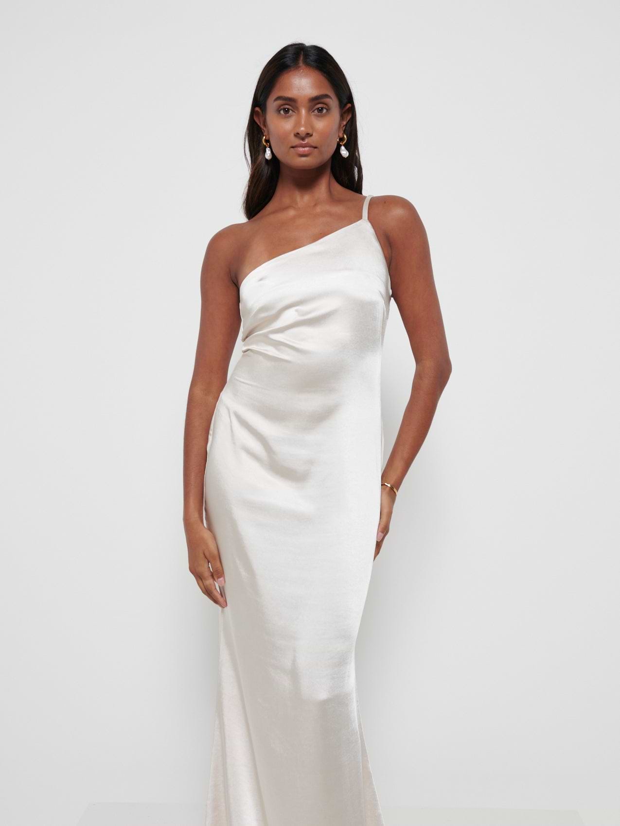 Amelia Maxi Bridesmaid Dress - Matte Champagne