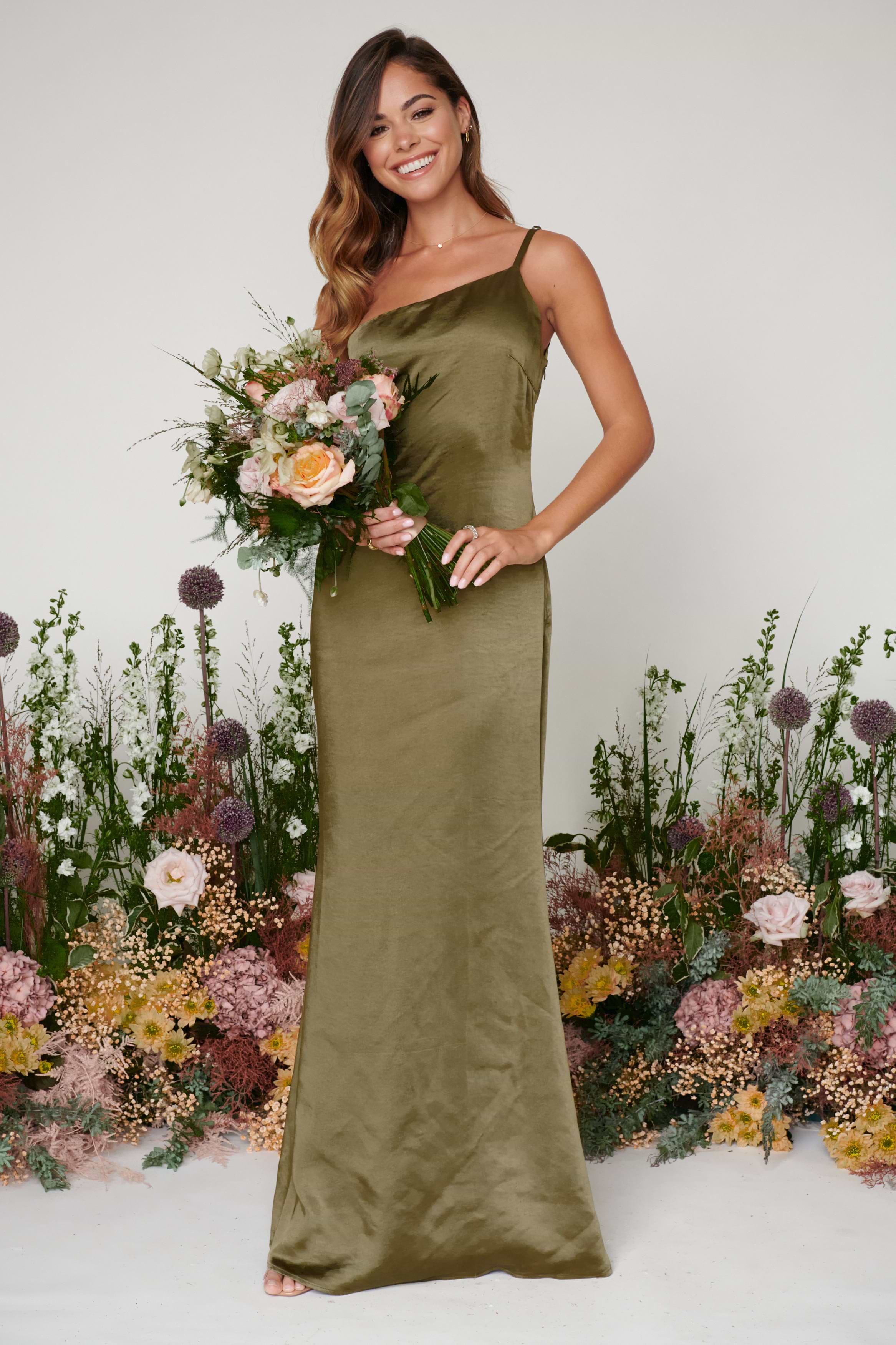 Amelia Maxi Bridesmaid Dress - Matte Military Olive