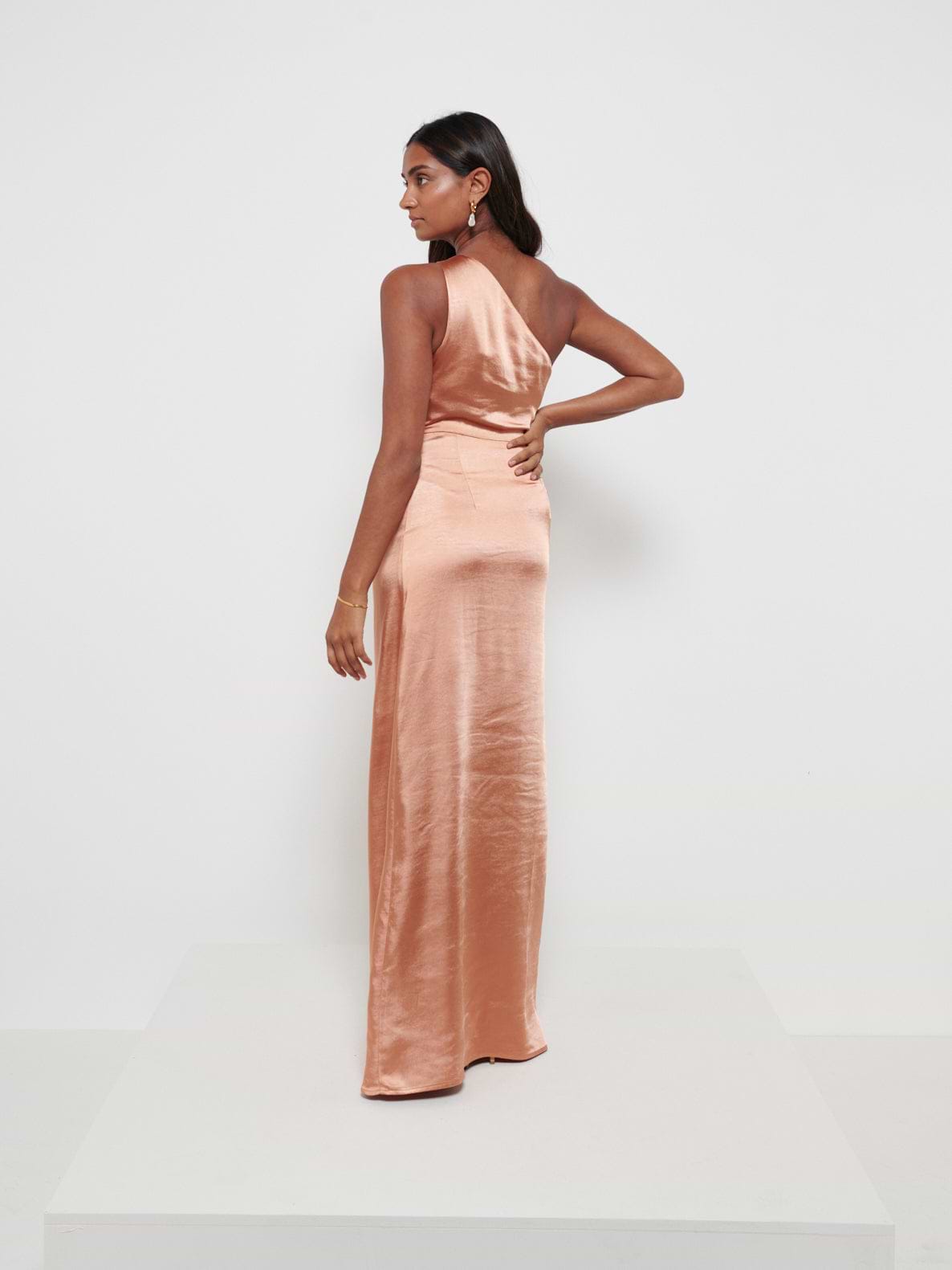 Amelia Ruched Maxi Bridesmaid Dress - Matte Cinnamon