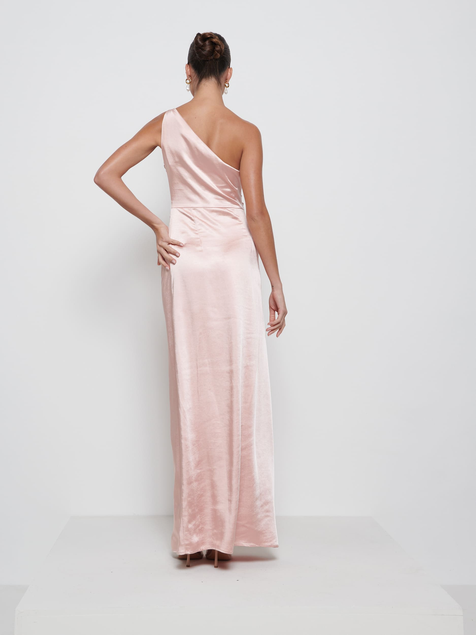 Amelia Ruched Maxi Bridesmaid Dress - Matte True Blush