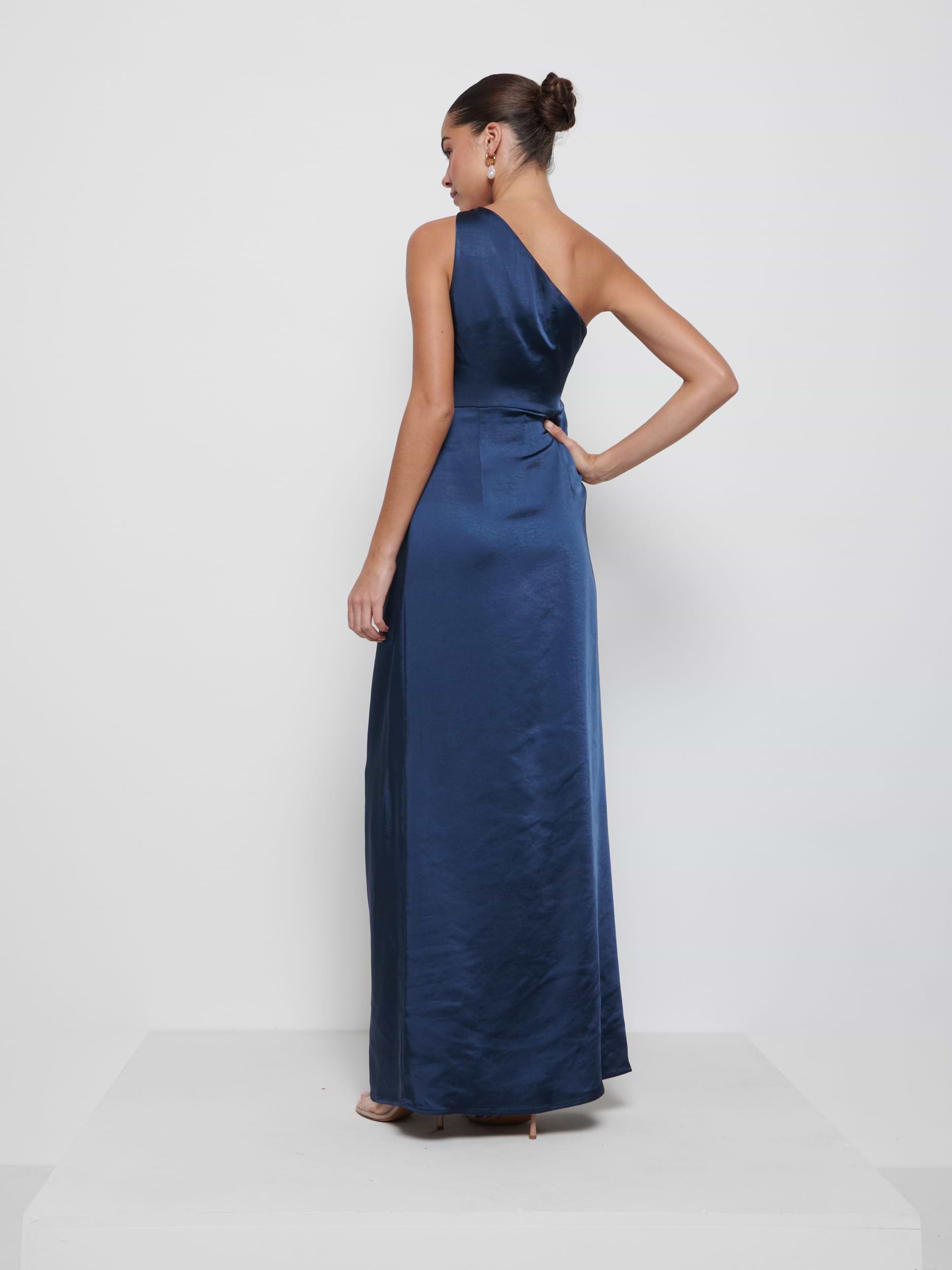 Amelia Ruched Maxi Bridesmaid Dress - Navy