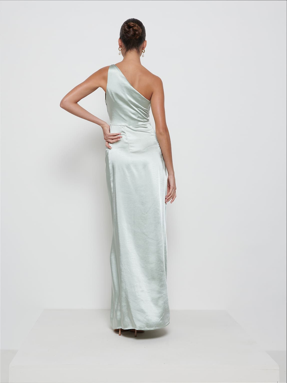 Amelia Ruched Maxi Bridesmaid Dress - Matte Sage