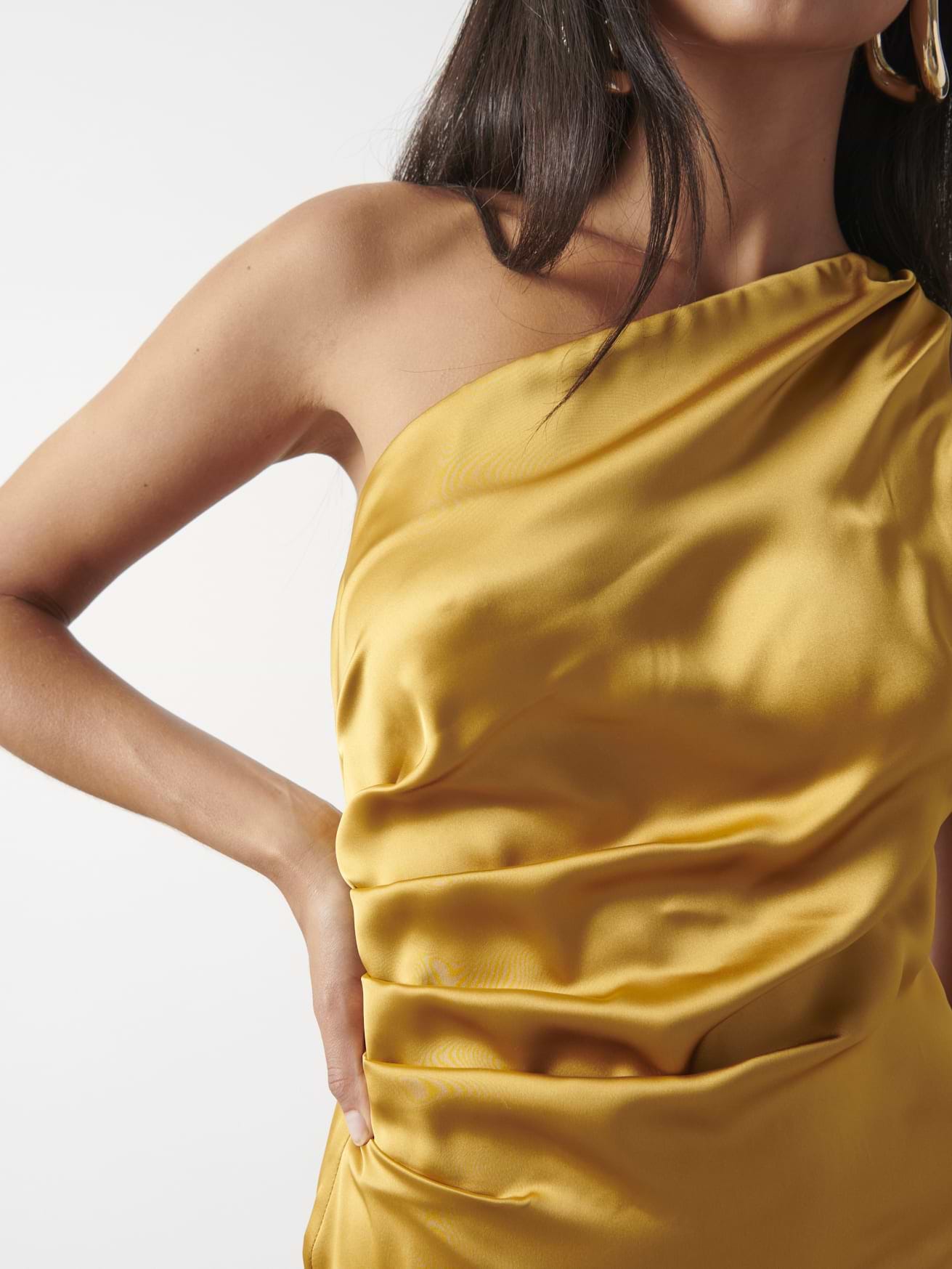 Amelia Ruched Midaxi Dress - Saffron