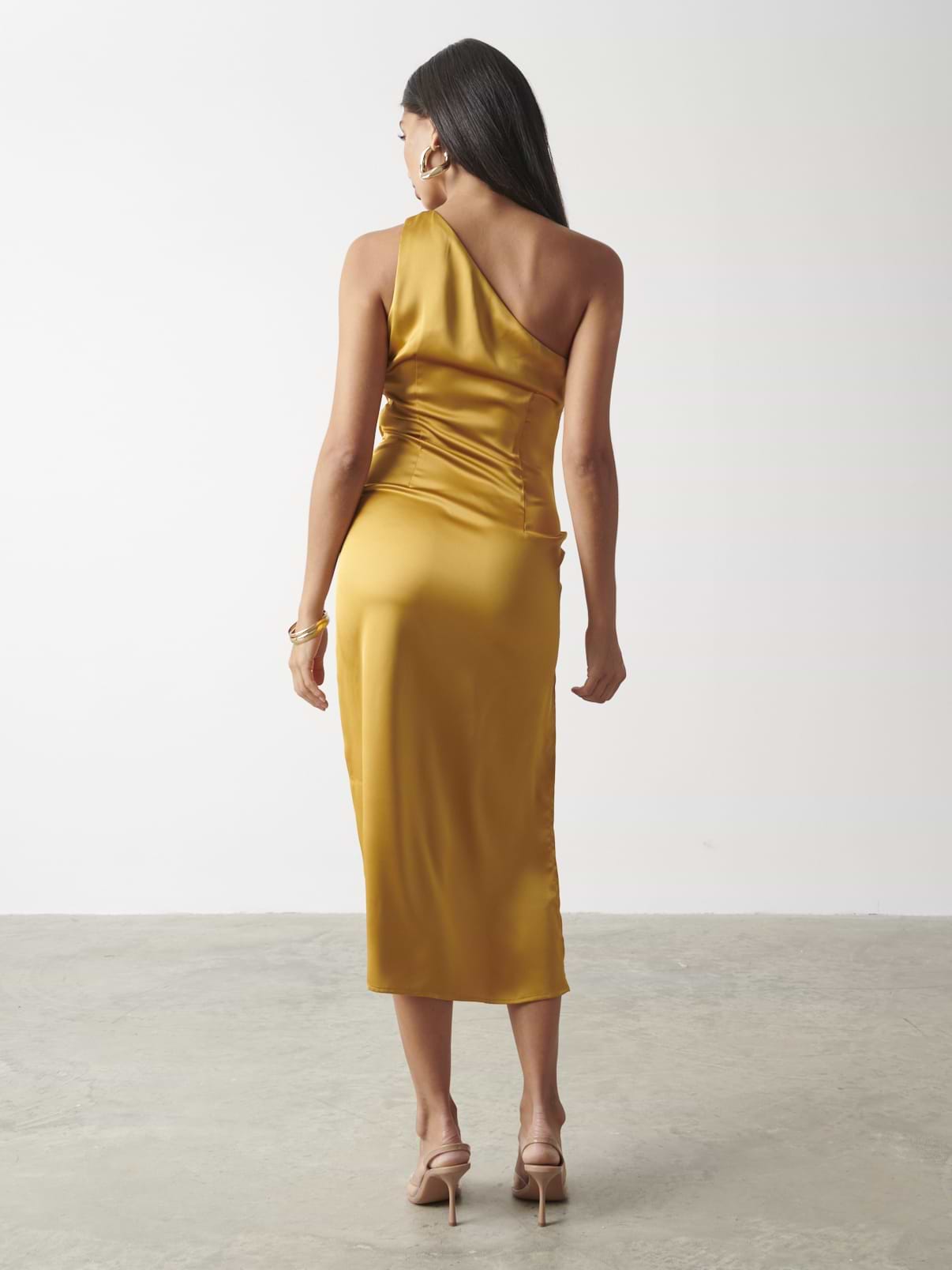 Amelia Ruched Midaxi Dress - Saffron