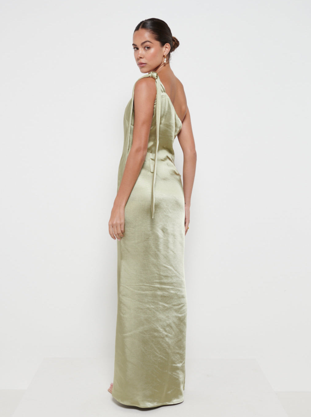 Amelia Tie Maxi Bridesmaids Dress - Matte Olive
