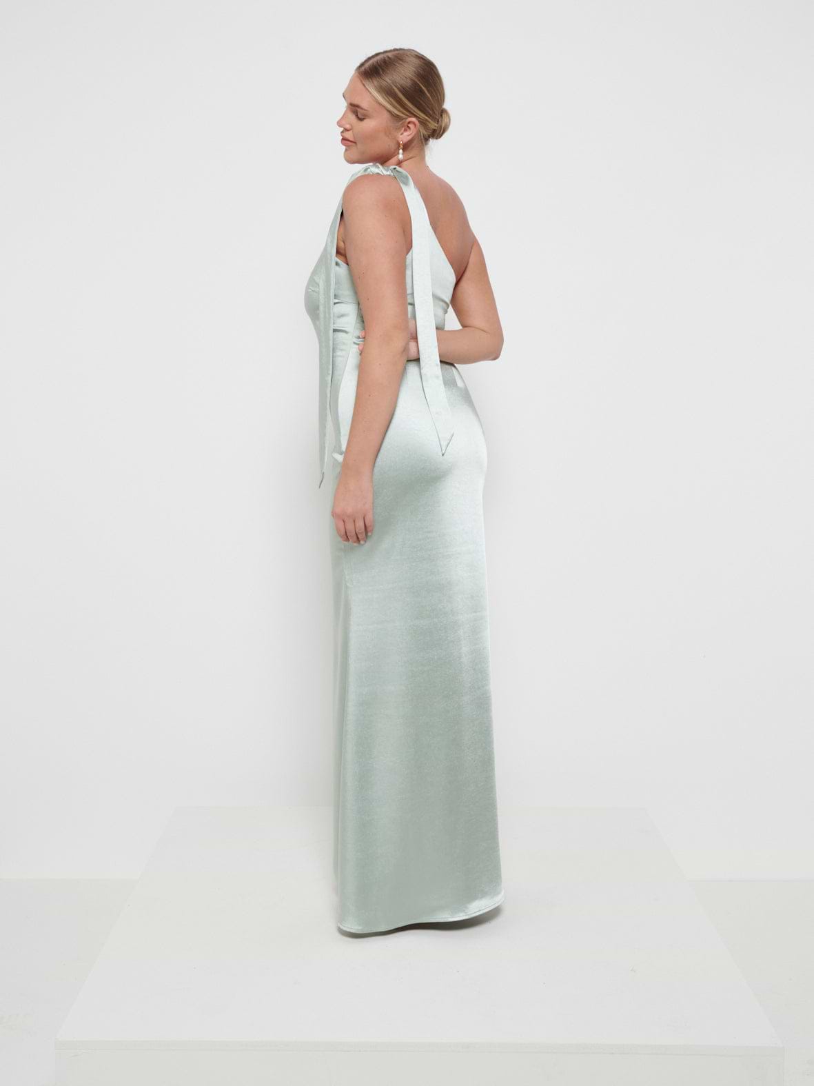 Amelia Tie Maxi Bridesmaid Dress - Matte Sage