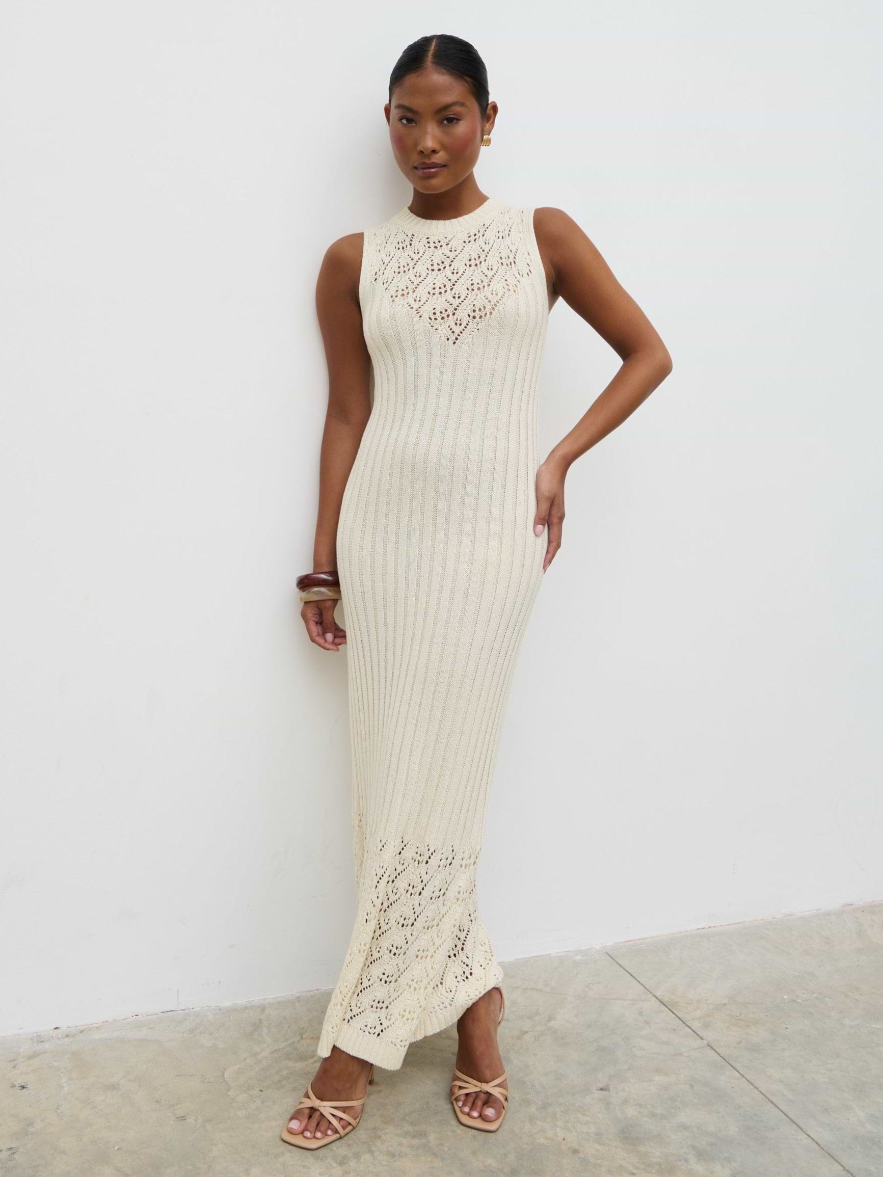 Amiri Crotchet Knit Midaxi Dress - Cream