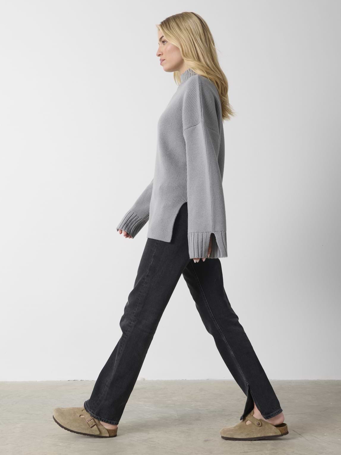 Amory Grown Neck Knit Jumper - Grey