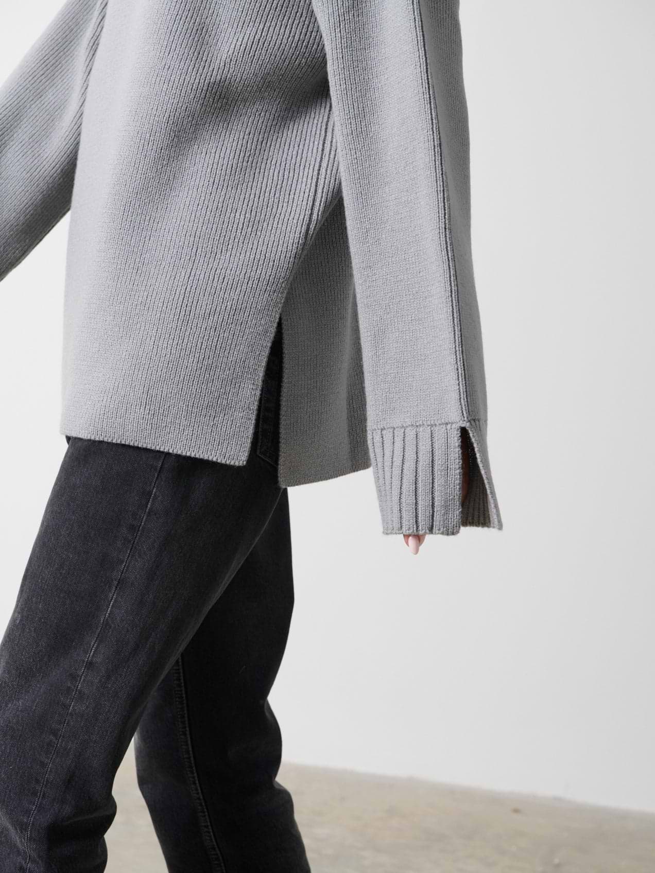 Amory Grown Neck Knit Jumper - Grey
