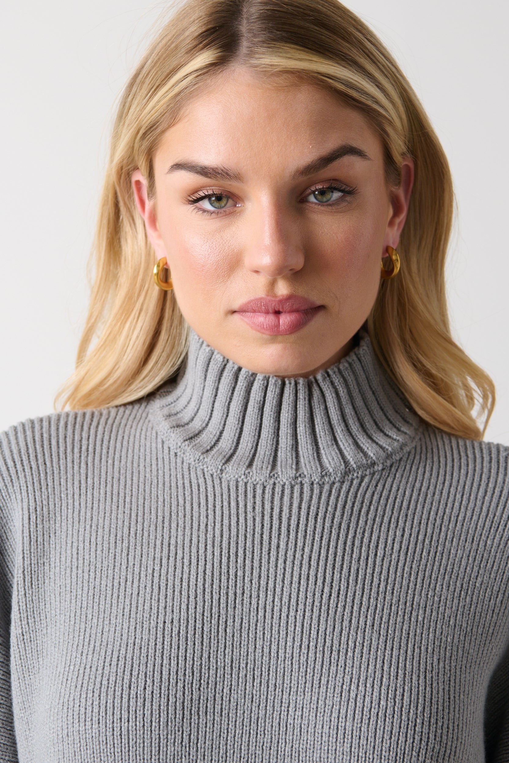 Amory Grown Neck Knit Jumper - Grey