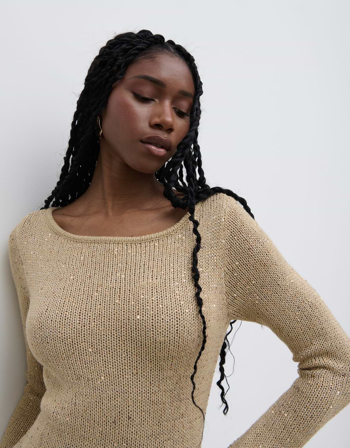 Anastasia Sequin Maxi Knit Dress - Gold