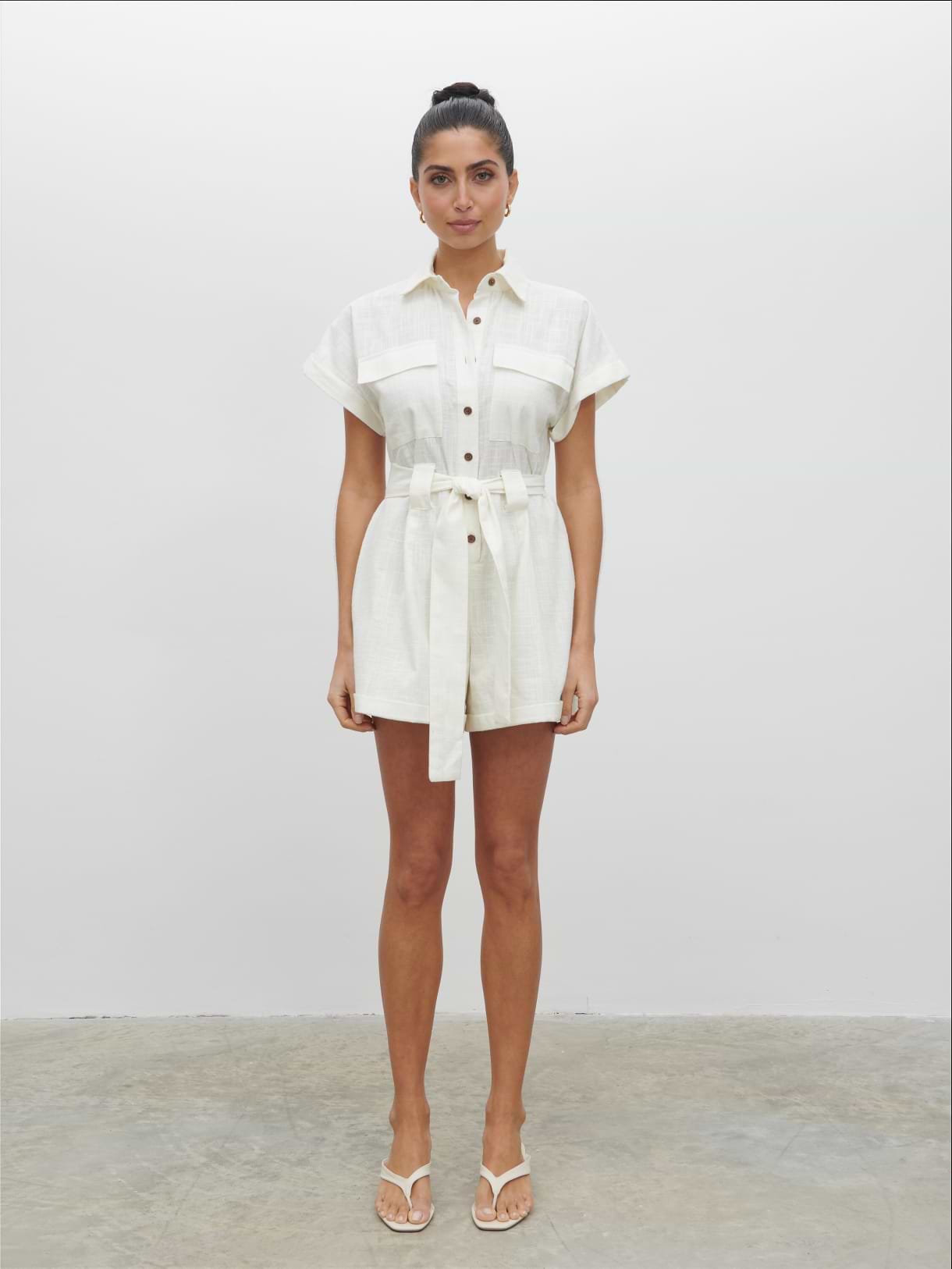 Anica Utility Playsuit - Cream