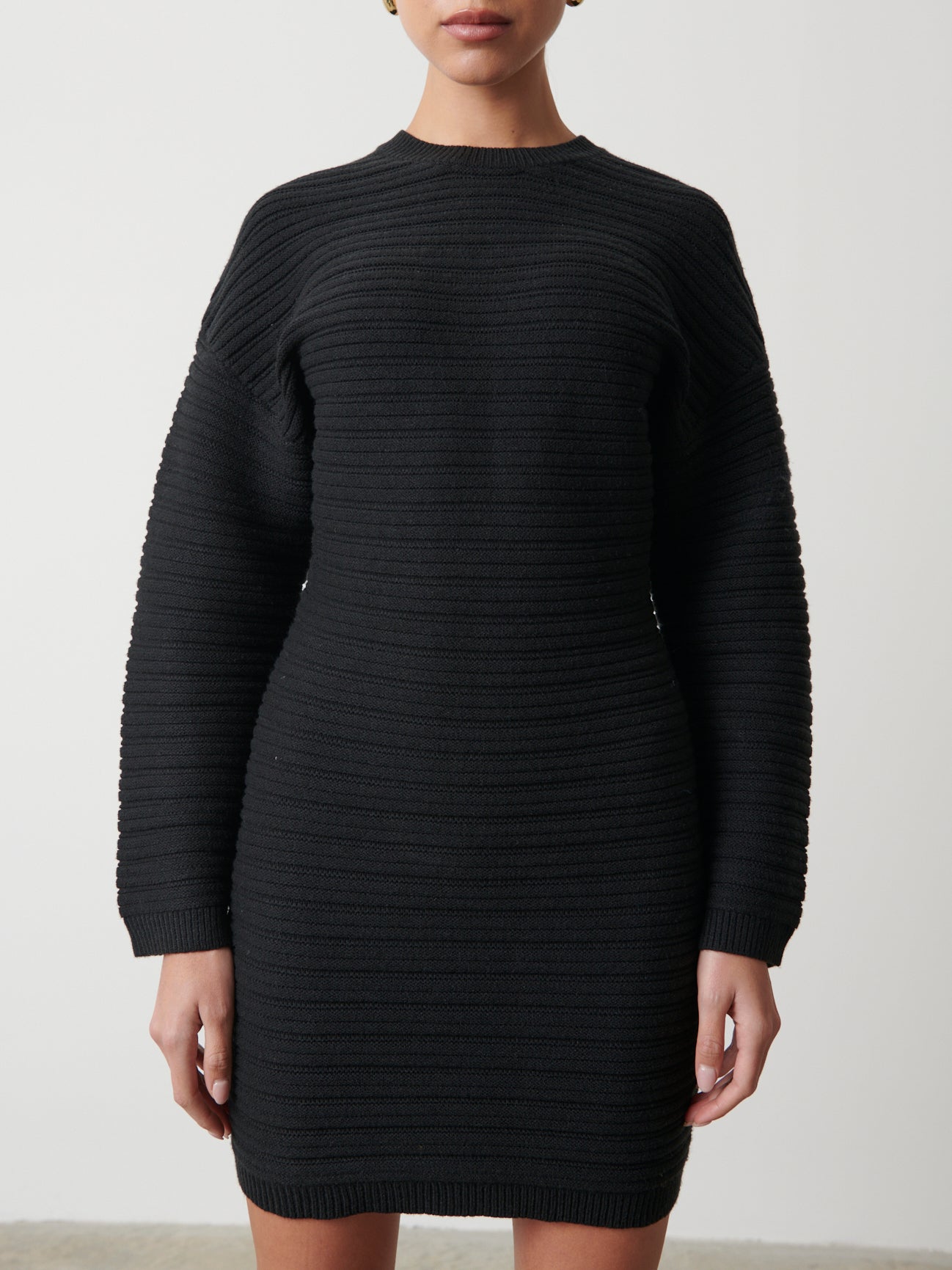 Annie Backless Tie Knit Dress - Black