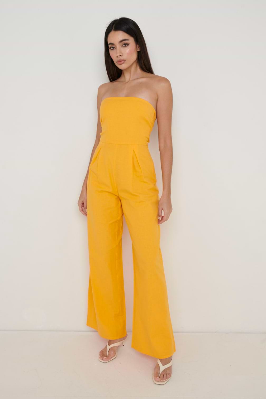 April Bandeau Jumpsuit - Tangerine