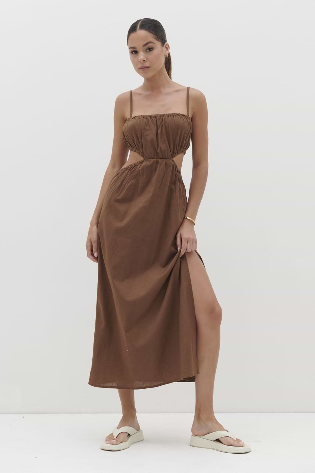 Artie Cut Out Midaxi Dress - Espresso