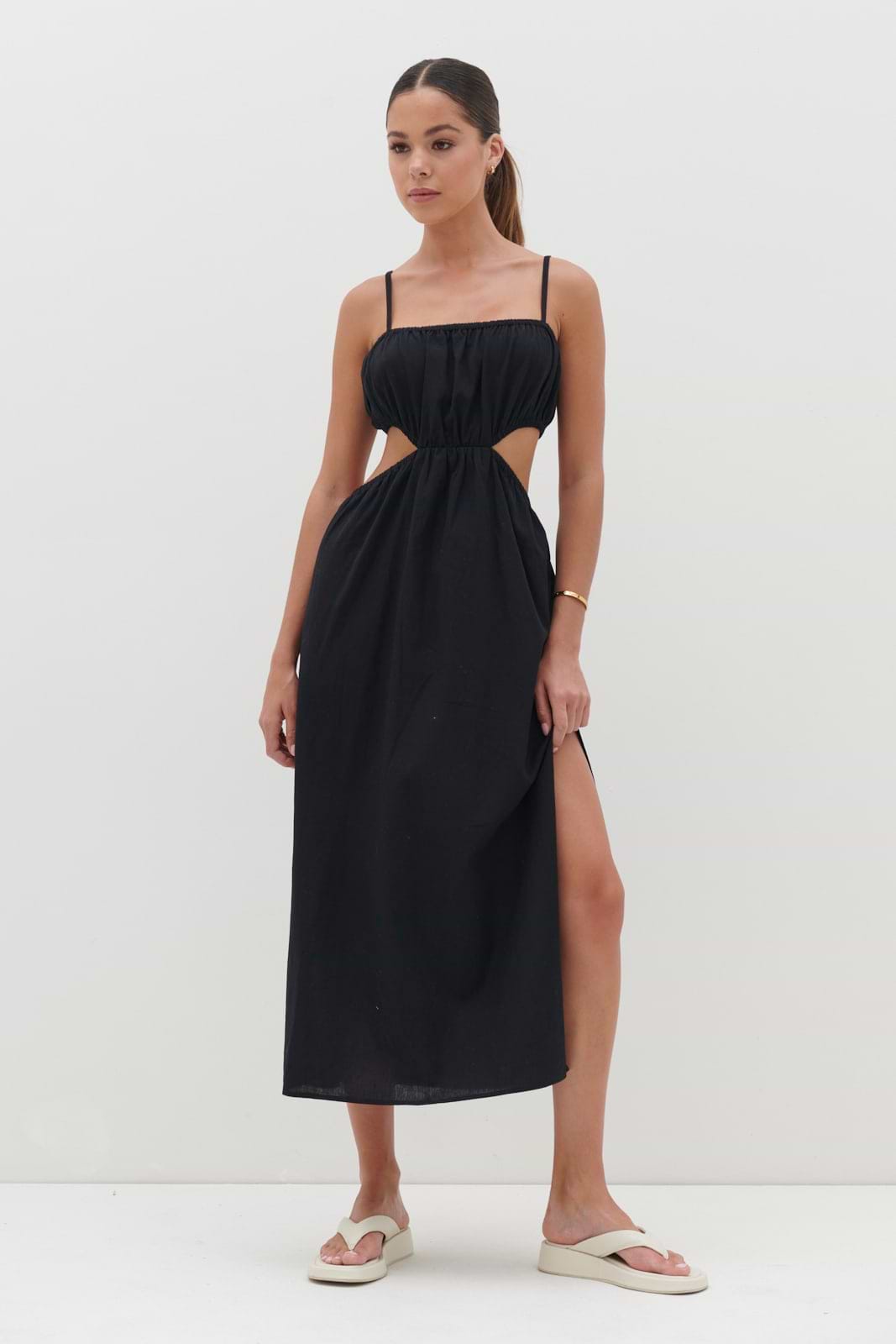 Artie Cut Out Midaxi Dress - Black