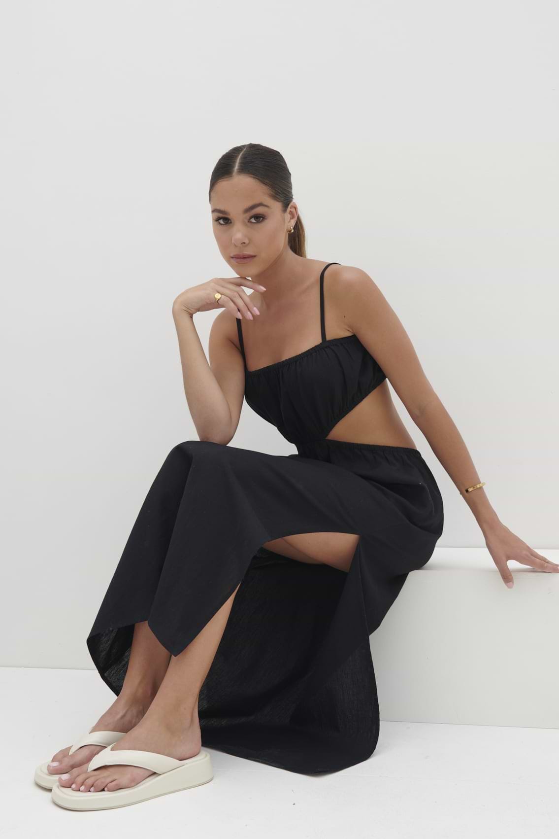 Artie Cut Out Midaxi Dress - Black