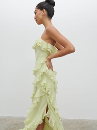 Aryana Ruffle Midaxi Dress - Pistachio