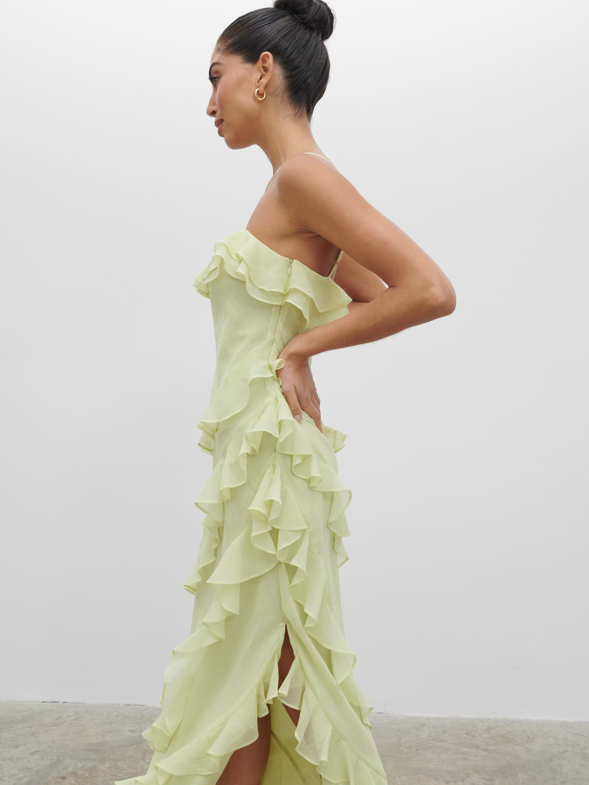 Aryana Ruffle Midaxi Dress - Pistachio