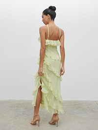 Aryana Ruffle Midaxi Dress - Pistachio