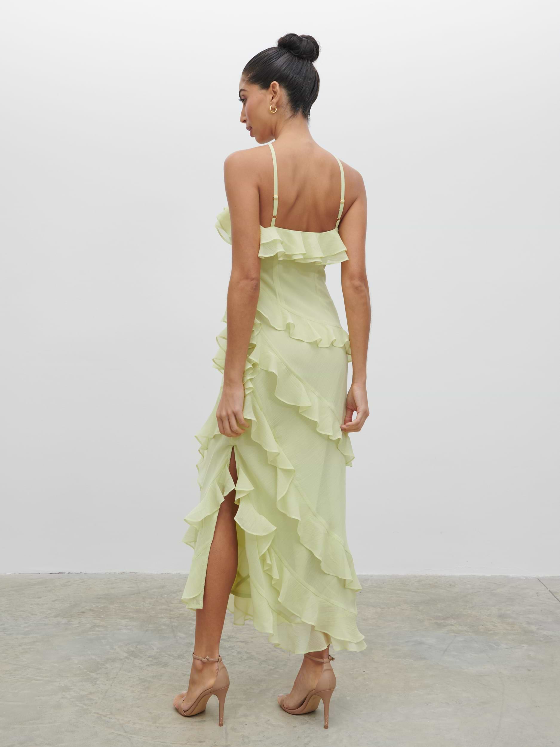 Aryana Ruffle Midaxi Dress - Pistachio