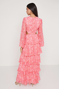 Ashton Cut Out Maxi Dress - Coral Swirl