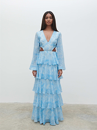 Ashton Cut Out Maxi Dress - Blue Swirl