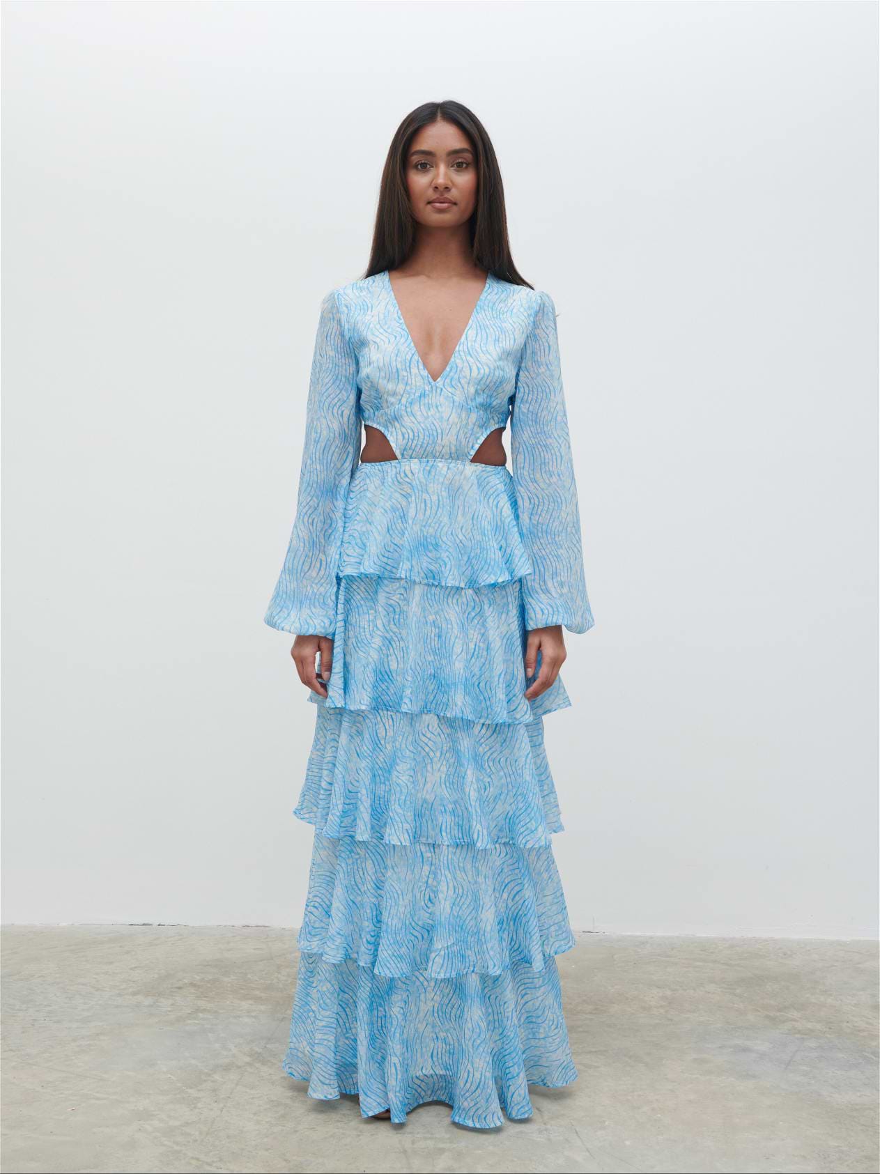 Ashton Cut Out Maxi Dress - Blue Swirl