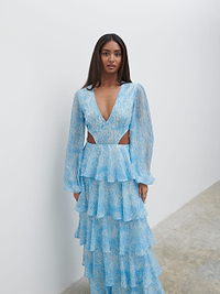 Ashton Cut Out Maxi Dress - Blue Swirl