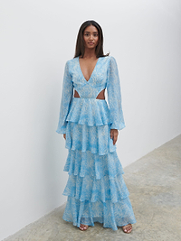 Ashton Cut Out Maxi Dress - Blue Swirl