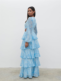 Ashton Cut Out Maxi Dress - Blue Swirl