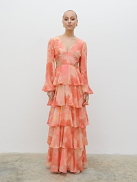 Ashton Cut Out Maxi Dress - Dusky Rose Watercolour