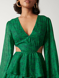 Ashton Cut Out Maxi Dress - Green Abstract Floral