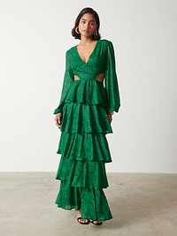Ashton Cut Out Maxi Dress - Green Abstract Floral