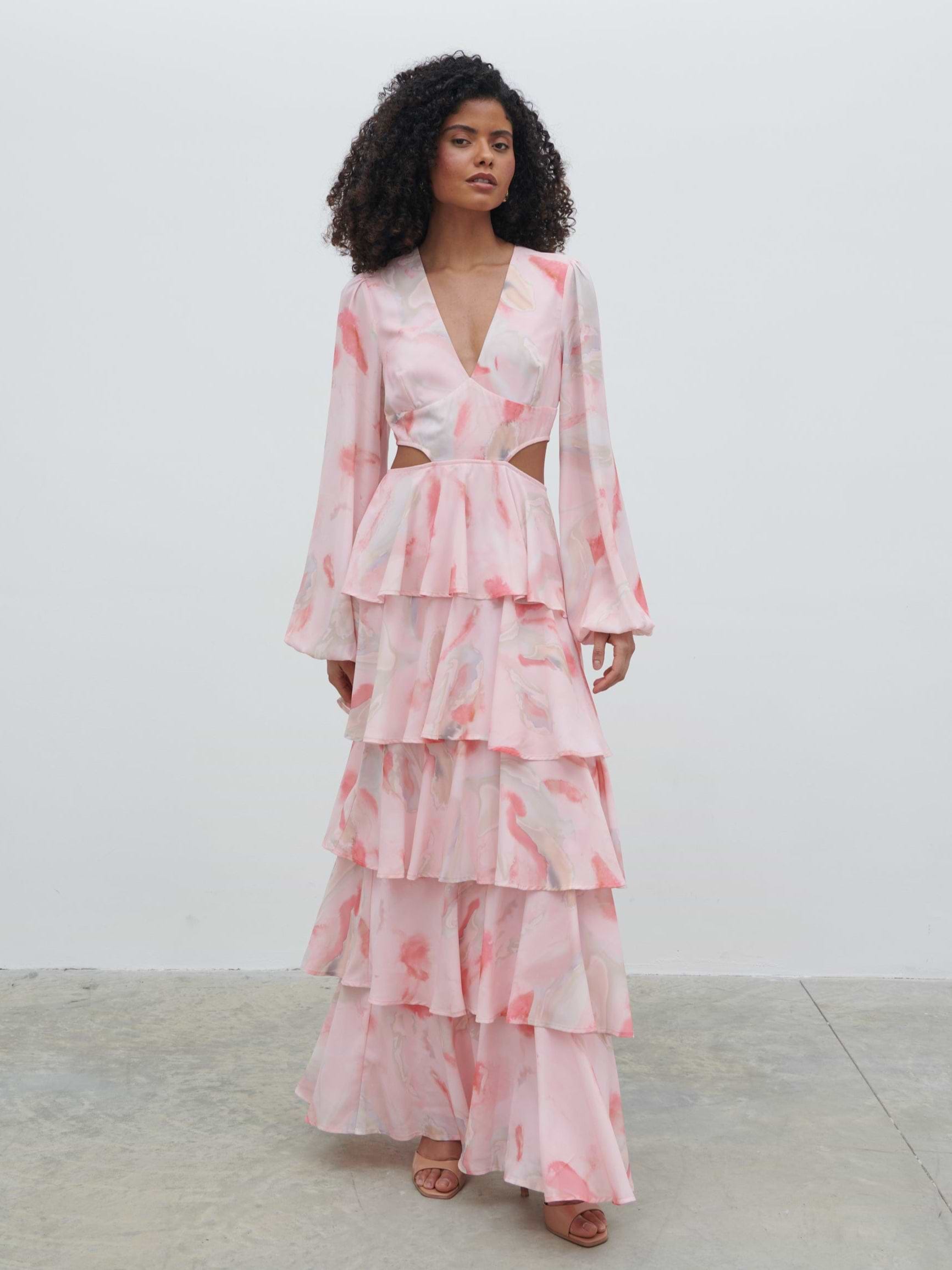 Ashton Cut Out Maxi Dress - Pink Marble Ombre