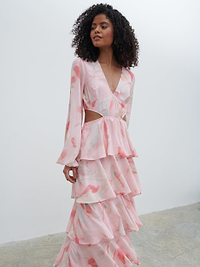Ashton Cut Out Maxi Dress - Pink Marble Ombre