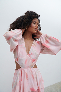 Ashton Cut Out Maxi Dress - Pink Marble Ombre