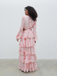 Ashton Cut Out Maxi Dress - Pink Marble Ombre