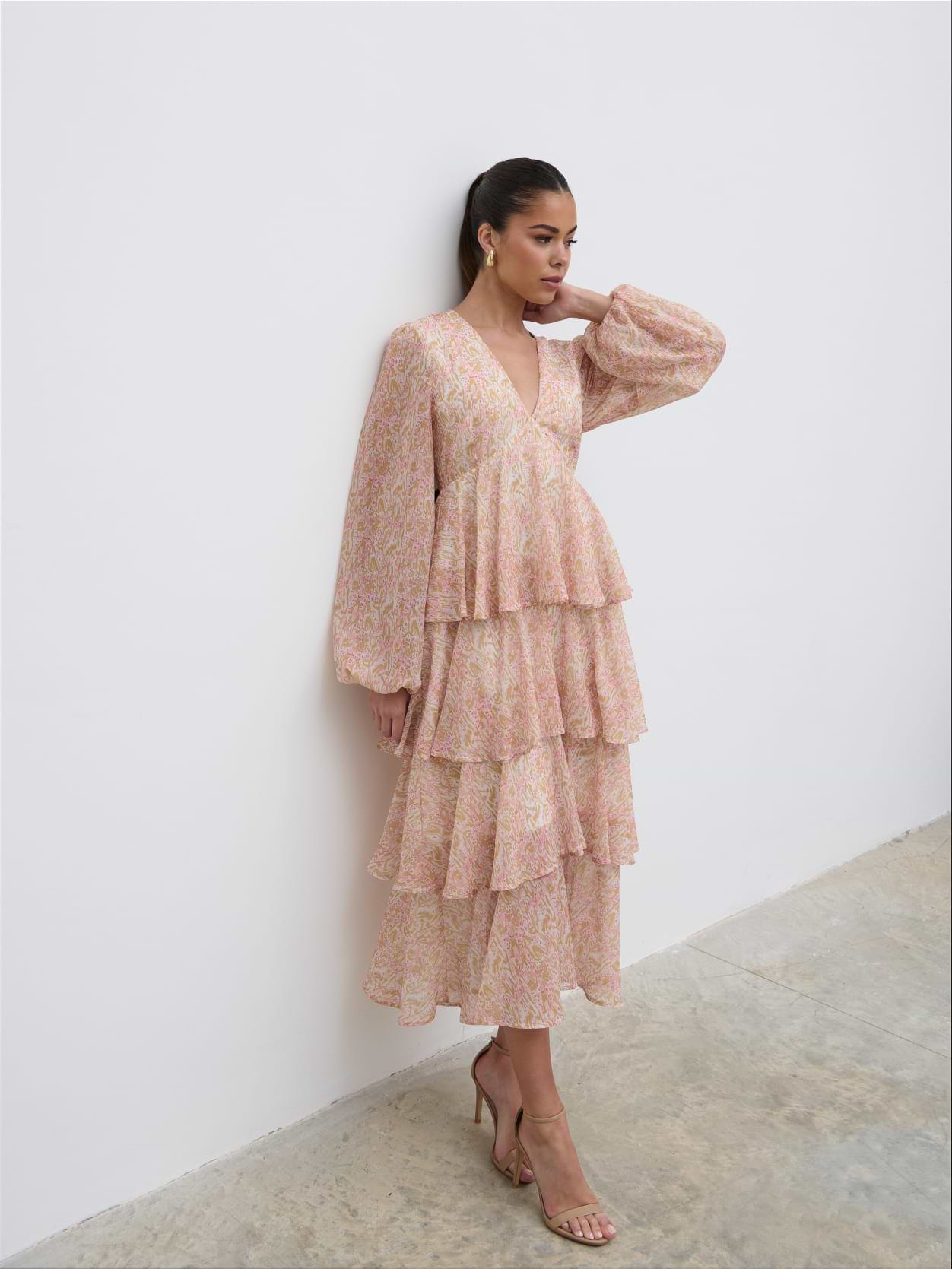 Ashton Ruffle Midi Dress - Ditsy Animal Sorbet Print